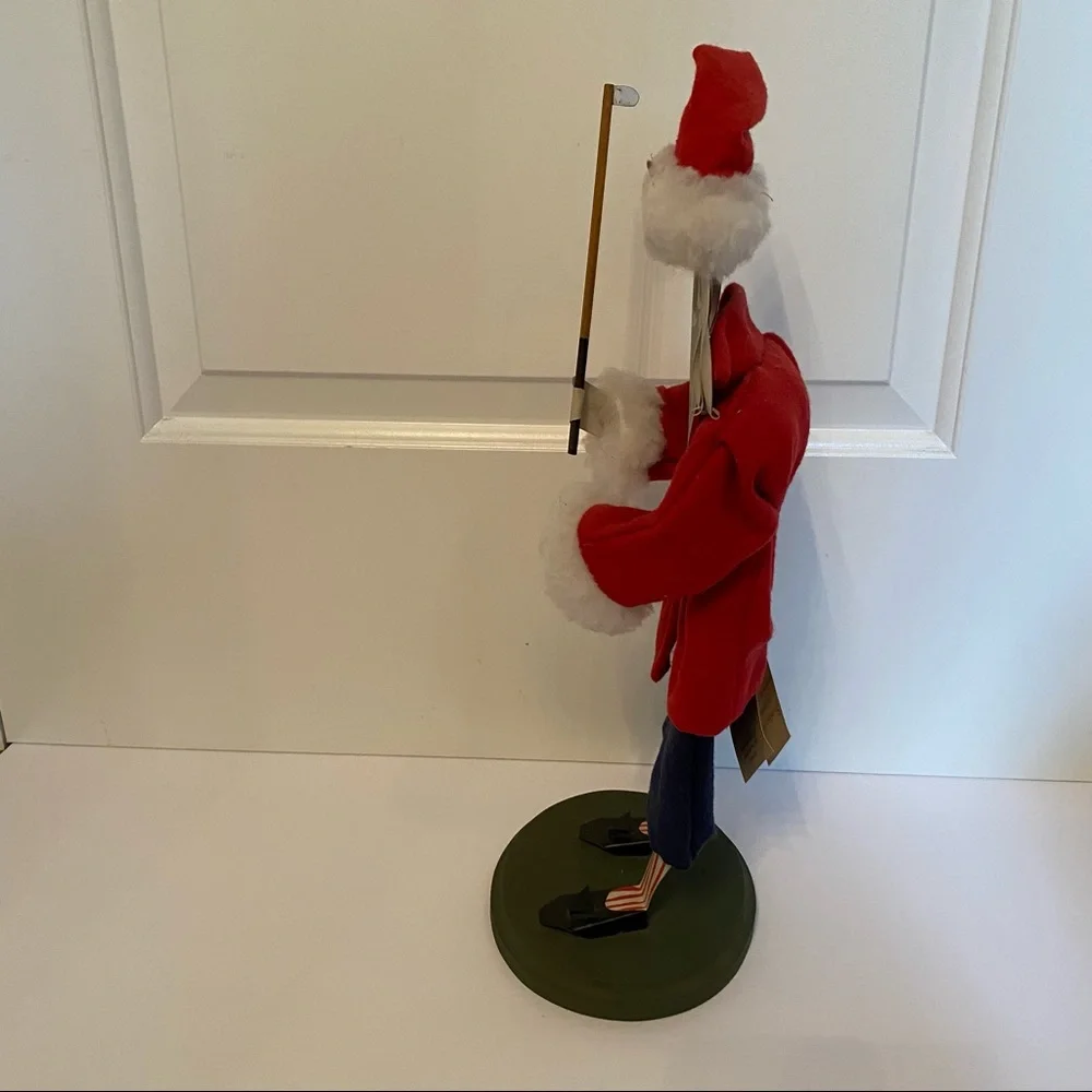 SHADOWDANCER 2008 AMERICAN FOLK ART GOLFING SANTA 18” TALL METAL HOLIDAY HOME
